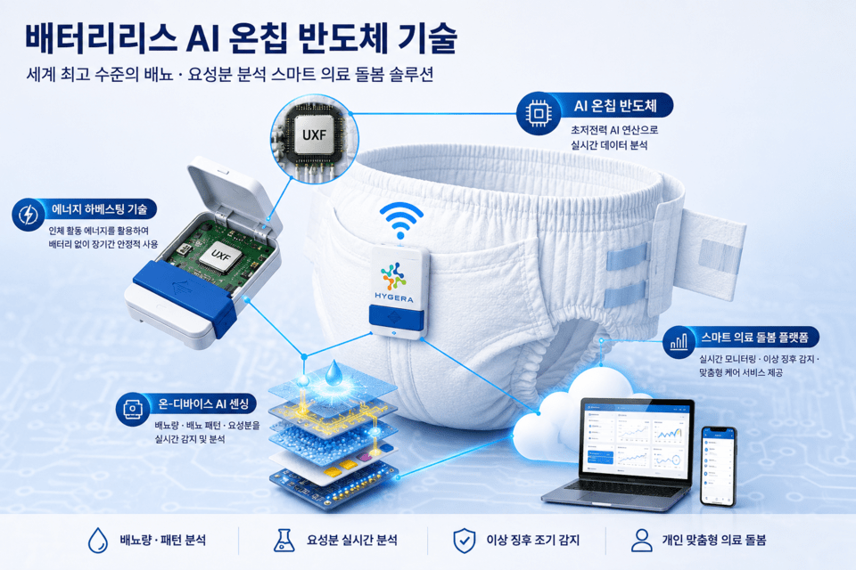 배뇨·요성분 분석 가능한 ‘배터리리스 AI 온칩 반도체’ 개발 착수